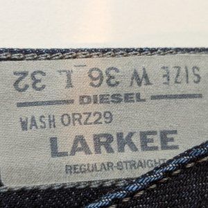 Diesel Larkee Men's 36W x 32L Regular Straight Cut, Never worn, Made in USA